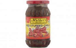 Mother's Recipe Red Stuffed Chilli Pickle  Glass Jar  400 grams